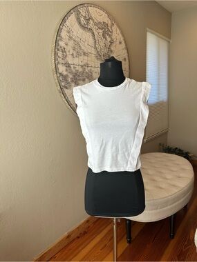Anthropologie Pilcro White Ruffle Sleeve Crop Top